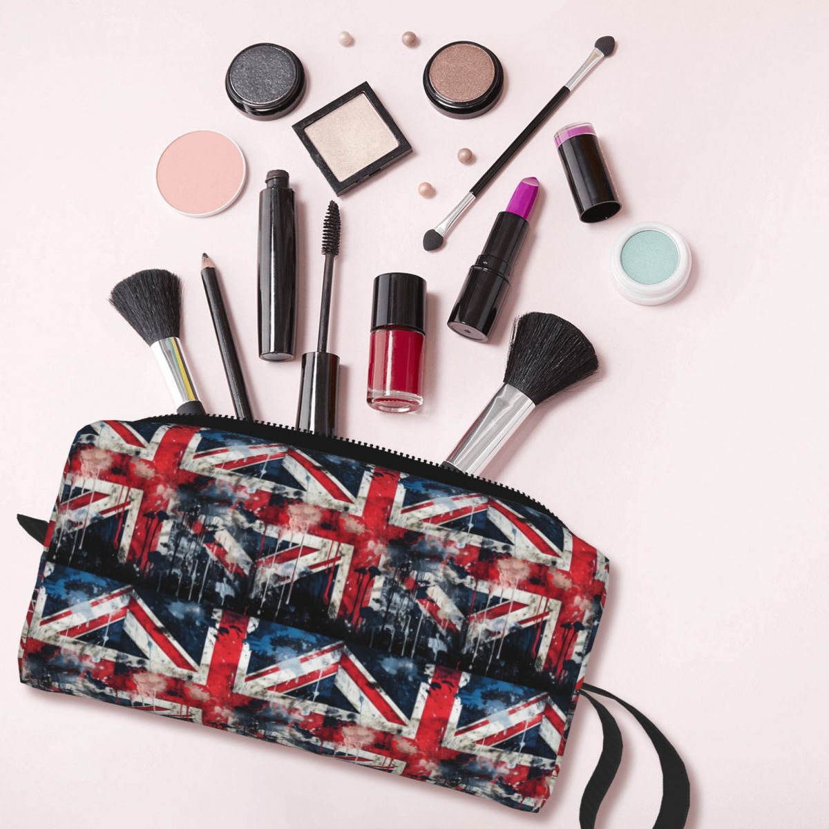 Beauty Makeup Uk - Косметичка с текстурой флага Великобритании, органайзер